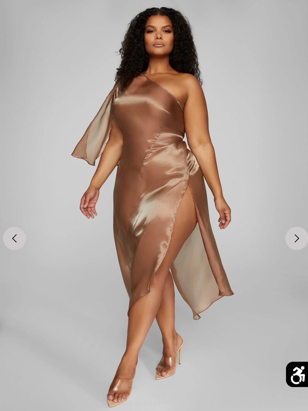 Giselle One Shoulder Dress - Leslie Sidora X FTF -Bronze. Size 4